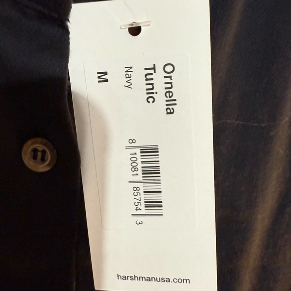 NWT Harshman Ornella Tunic Navy Blue Long Sleeve Mandarin Collar Button Down top - Picture 8 of 10